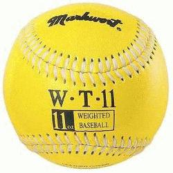 wort Weighted 9 Leather Covered Training Baseball 10 OZ  Build your arm strength
